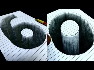 How to Draw 3d Drawing Number 6 & 0 | Easy Pencil Drawing Videos | Optical Illusion 3d Line Art | 3d