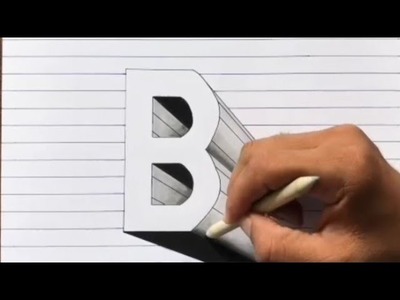 ????HOW TO DRAW LETTER  B IN 3d ALPHABET DRAWING ON LINE PAPER #drawing #viral #ad #The Are 13 Mera 7