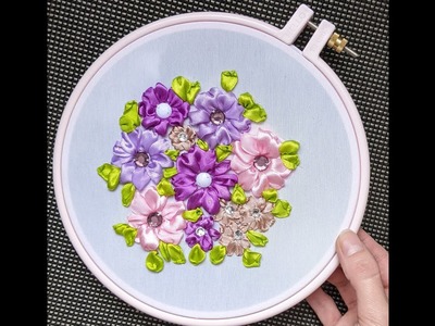 How to embroider a beautiful bouquet with ribbons, quickly and easily!