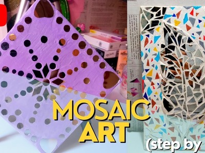 INCREDIBLE Mosaic Art ! Waste broken Mirror+Cardboard+Creativity.Cardboard Wall Art series pt #2