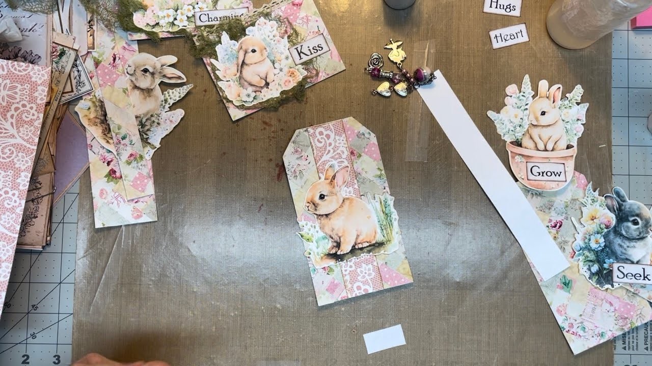 Let’s Make It Monday!  Precious Spring Bunny Pockets and Tags from the Basketweave Master Board
