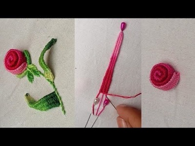 Most Beautiful 3D Flower Design With New Trick.Hand Embroidery.Easy Flower Design
