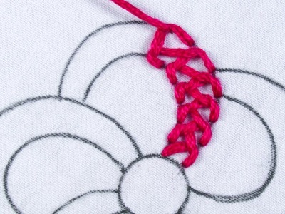 New closed feather stitch variation hand embroidery elegant fancy flower design with easy sewing