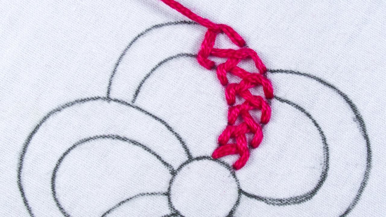 New closed feather stitch variation hand embroidery elegant fancy flower design with easy sewing
