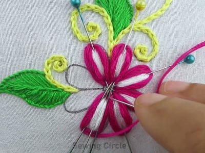 New Hand Embroidery Trick with Hijab Pin Amazing Flower Making Trick for Beginner