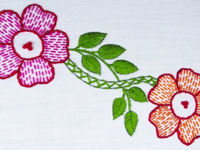 New nakshi katha design hand embroidery stitch tutorial, easy and simple nakshi katha design work