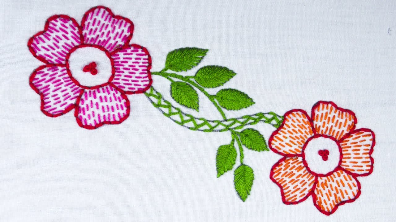 New nakshi katha design hand embroidery stitch tutorial, easy and simple nakshi katha design work