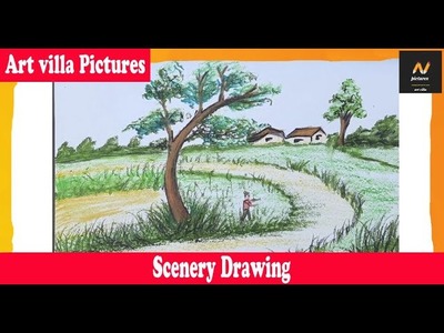 Oil pastel Landscape | Easy Drawing | How to Draw