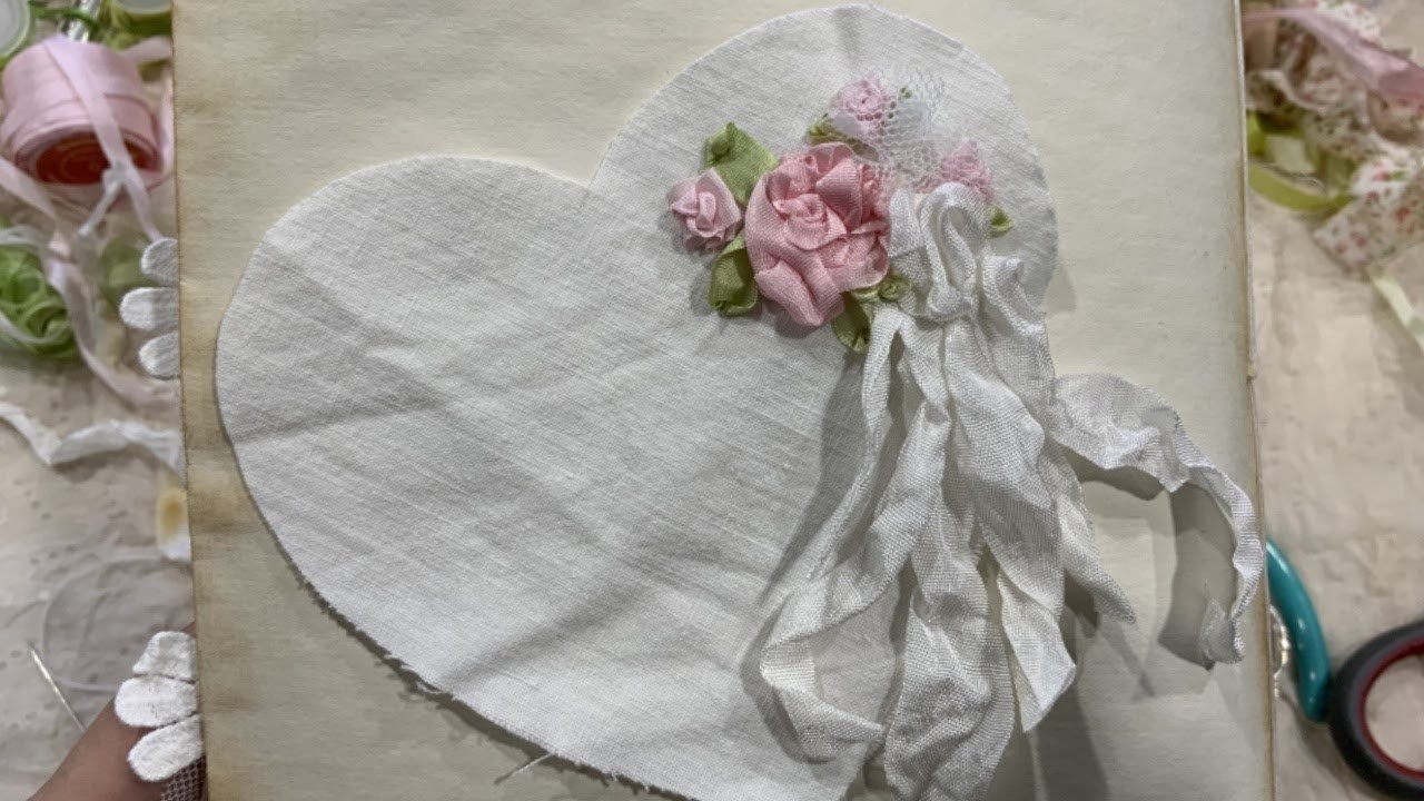 Part 2 - Embroidery tutorial - creating this big silk ribbon rose and completing this cute heart!