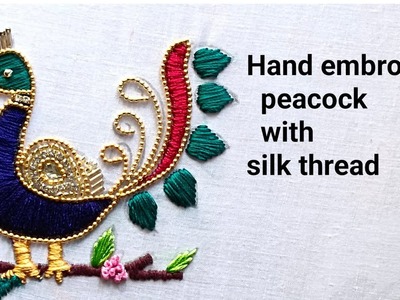 Peacock embroidery design || hand embroidery peacock design