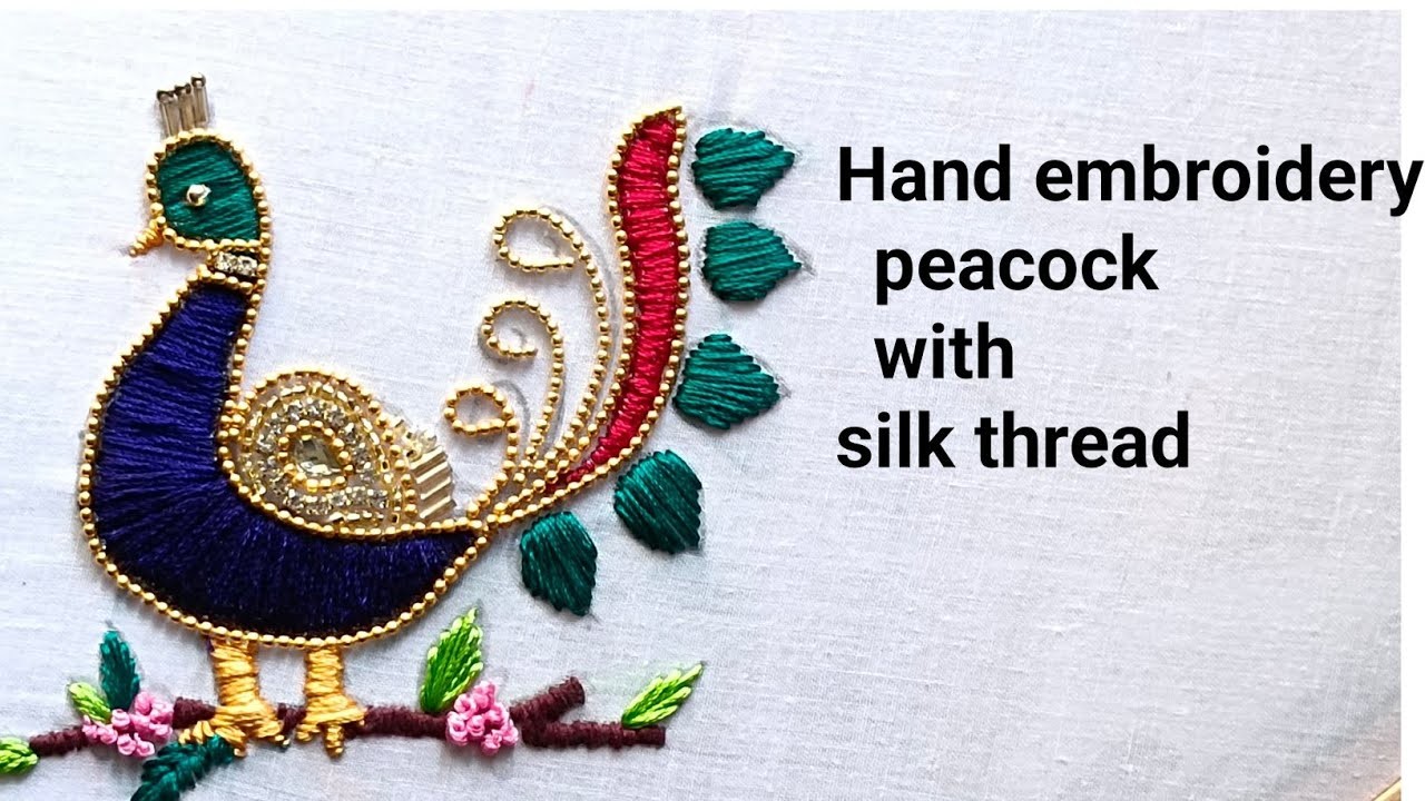 Peacock embroidery design || hand embroidery peacock design
