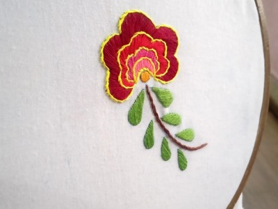 Satin Stitch & Stem Stitch Flower Embroidery, Hand Embroidery Design
