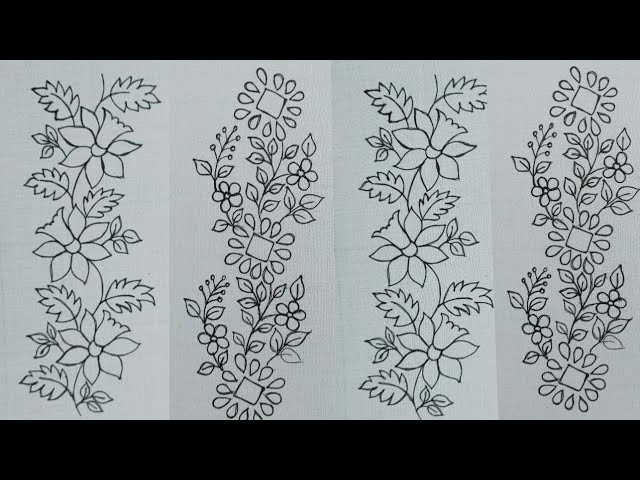 Top beautiful hand embroidery borderline designs - Floral border embroidery designs