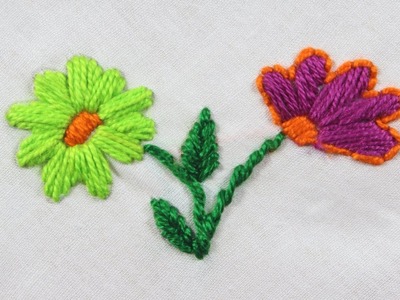 Two Flowers in a Branch | Hand Embroidery Design Tricks |