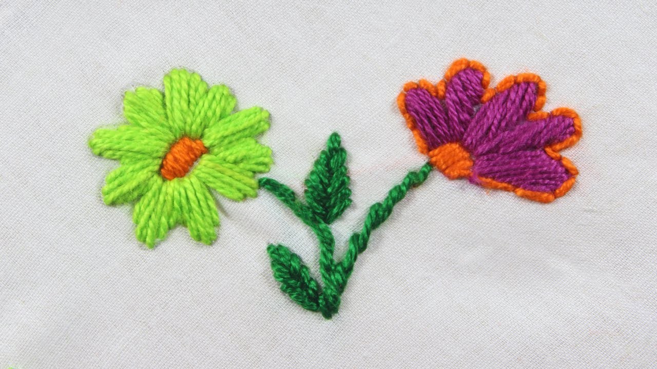 Two Flowers in a Branch | Hand Embroidery Design Tricks |