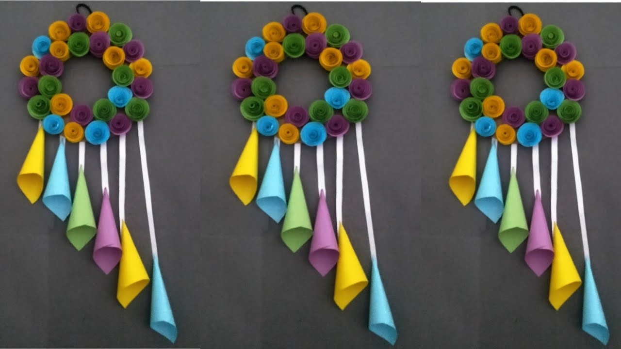 Unique Flower Wall Hanging.Quick Paper Craft For Home Decoration#paperwallmet#reuse