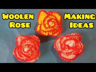 Woolen Rose Making Ideas With Pencil | DIY Woolen Flower