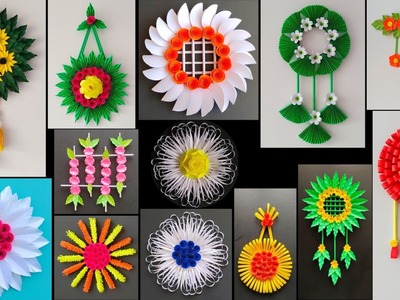 13 Quick Easy Paper Wall Hanging Ideas. Easy Flower Wall decor. Cardboard  Reuse. Room Decor DIY