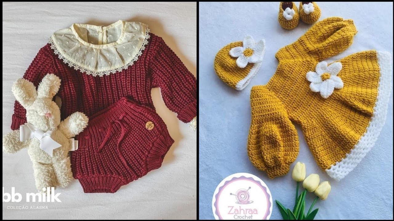 Adorable crochet baby dresses rompers - frock - shirts free patterns ideas
