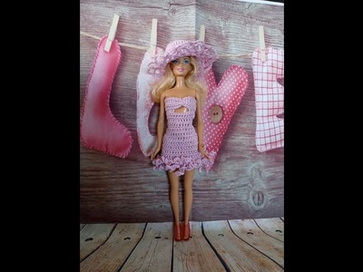 Barbie MERLIAH crochet.Vestido de crochê.Vestido tejido para muneca.crochet dress hat