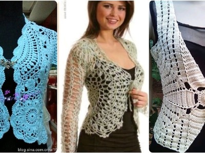 Beautiful latest stylish crochet knitting pattern vest round jacket designs for ladies 2023