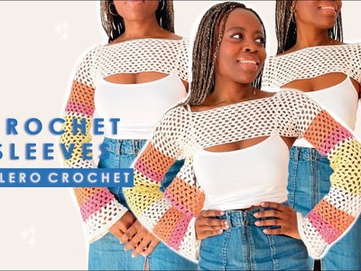 Bolero a crochet | Fishnet shrug | Tutorial Sleeves