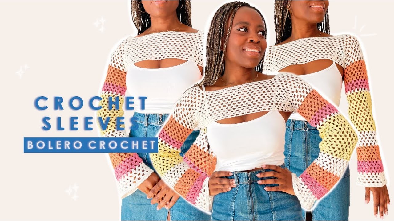 Bolero a crochet | Fishnet shrug | Tutorial Sleeves