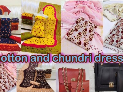 Cotton And Chunari Collection Dresses And Handbags So Beautiful Design