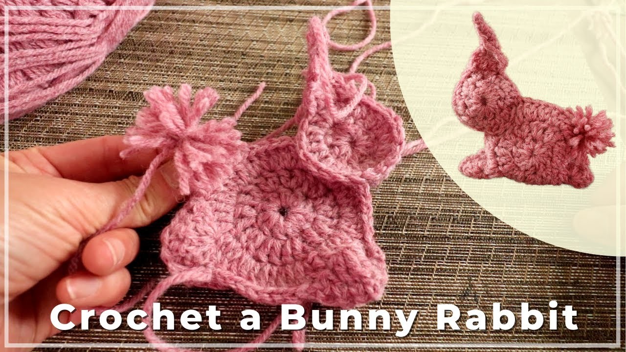 Crochet a bunny rabbit with a pompom tail
