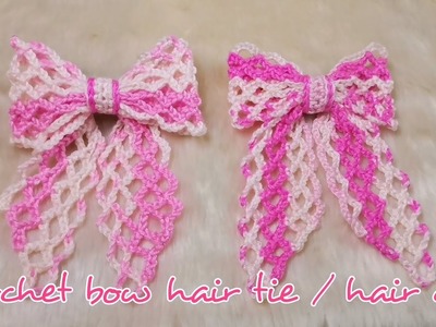 Crochet bow hair tie. hair clip