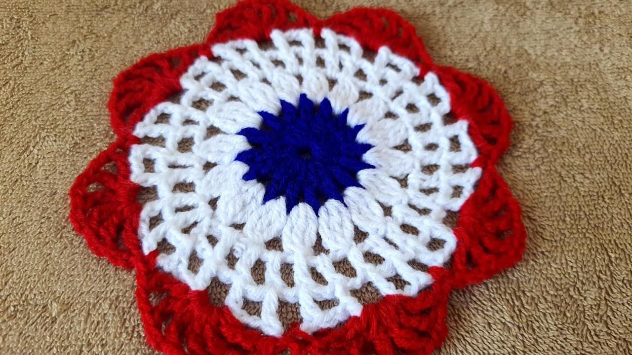 Crochet flower coaster design,  woolen tea Coster, Crochet Cup Coaster, Tea Coster, cup coaster
