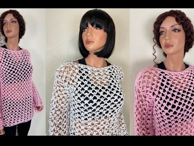 Crochet Lace Blouse with Long Sleeves Full DIY Video Tutorial