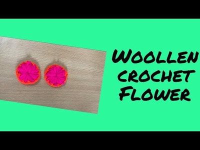Crochet wool flower || woollen flower || How to crochet simple flower