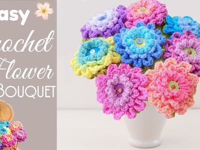 EASY Crochet Chrysanthemum Flower Bouquet