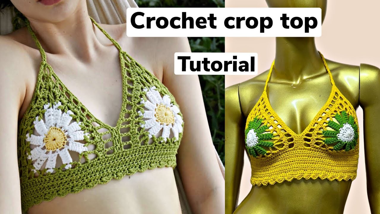 Easy crochet daisy flower crop top (Pinterest inspired crochet top)