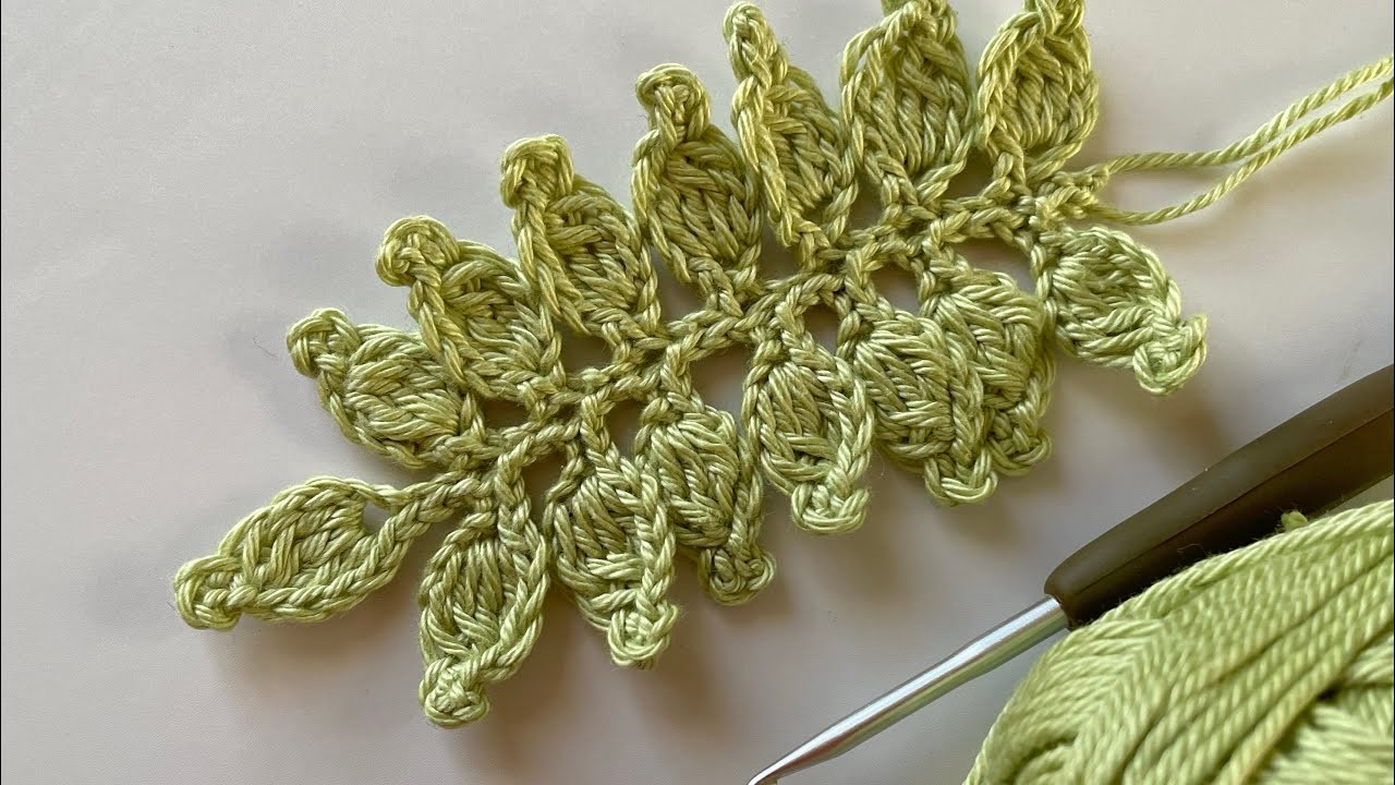 Easy crochet leaf branch tutorial | how to crochet leaf vines  #howtocrochet