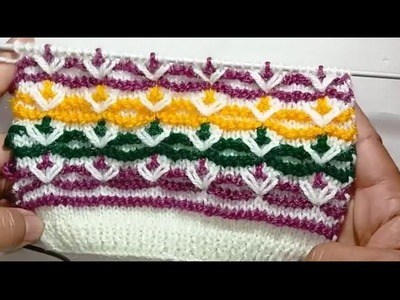 Easy multicolour knitting pattern for sweater cardigan jacket @momsknittingandstyle4102