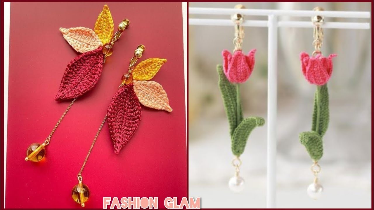 Floral Statement Earrings.Crochet Hoop Earrings.Native American Crochet Necklace Patterns