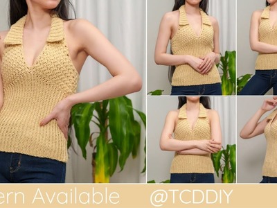 How to Crochet a Collared Halter Top | Pattern & Tutorial DIY