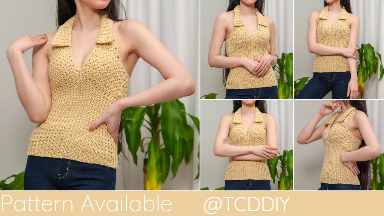 How to Crochet a Collared Halter Top | Pattern & Tutorial DIY