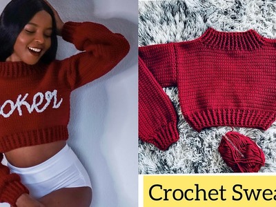 How To Crochet A Sweater With Letters. Surface Slip Stitch Embroidery Sweater