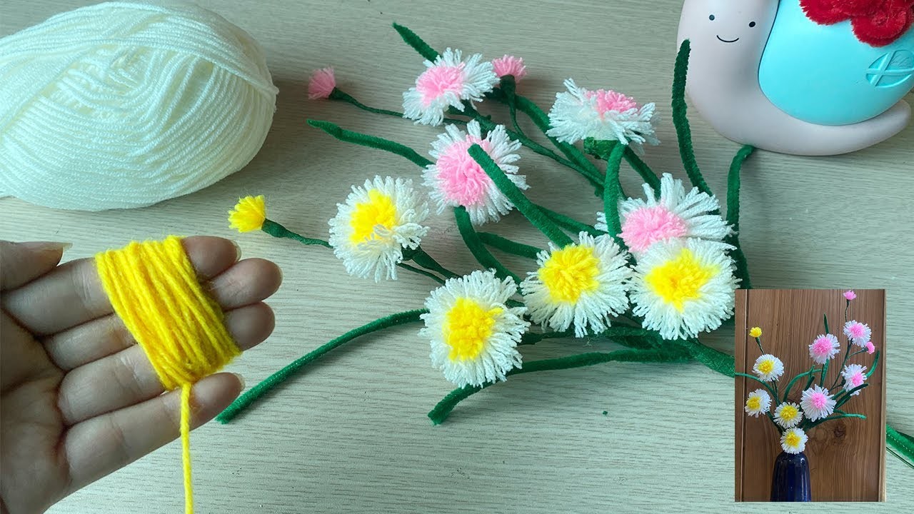 How to Make Beautiful Flower with Woolen - Easy Woolen Flower - DIY Handmade Craft