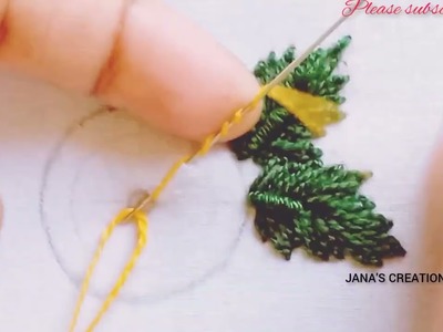 #JANA'S CREATION,#easy flower embroidery design,#bullionstitch lazy daisy flower