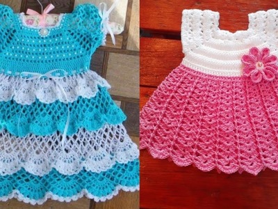 Latest verity of beautiful fancy crochet baby girl frock design ldeas 2023