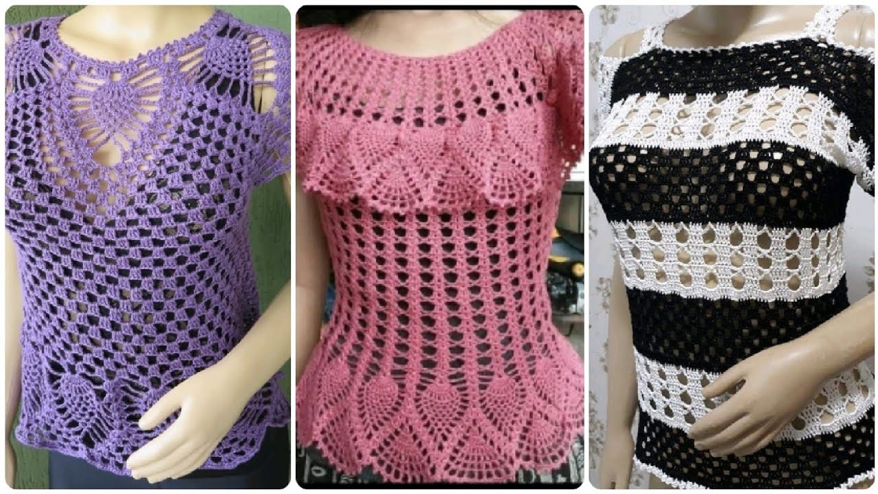Most beautiful and Creative crochet work handknitted work blouse top shirts pattern designs
