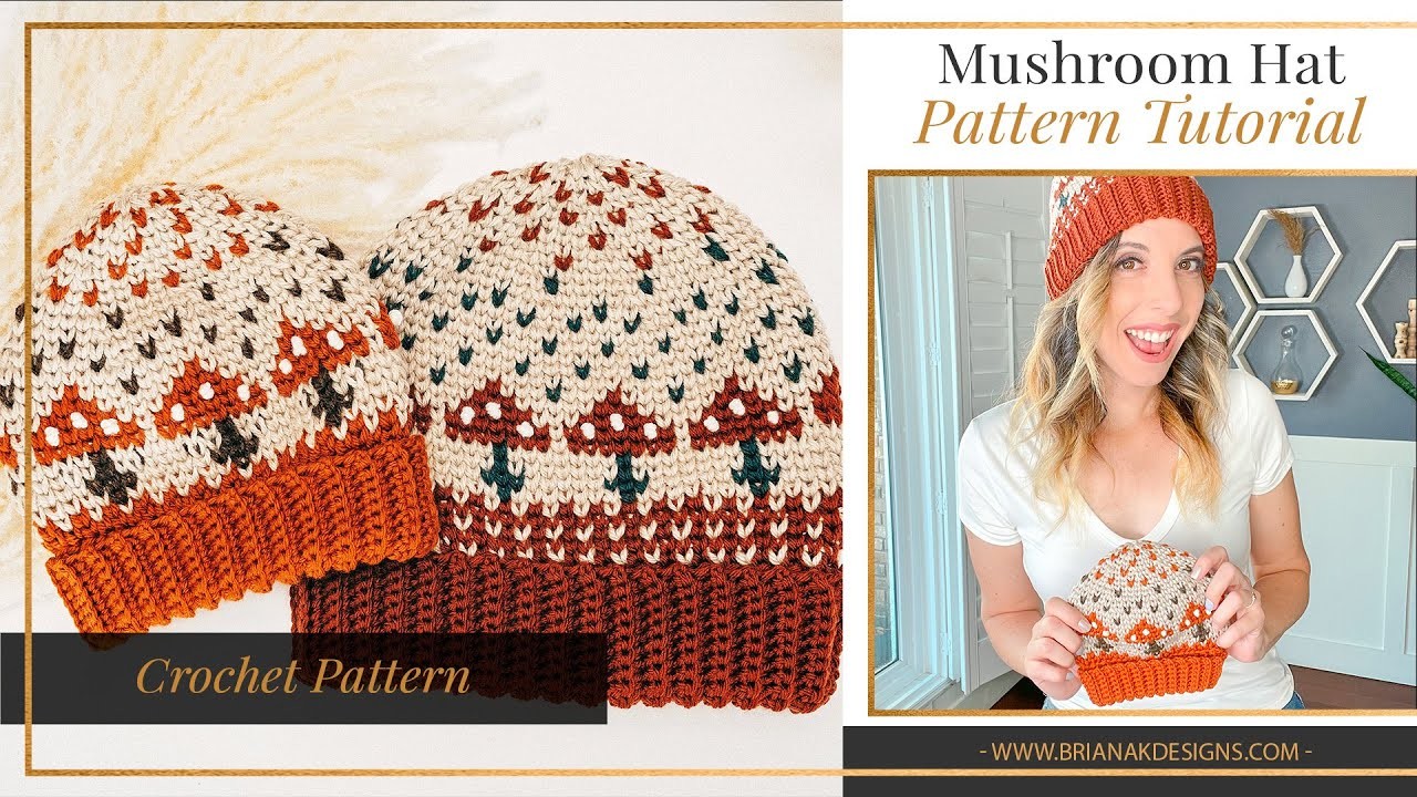 Mushroom Hat Crochet Pattern - How To Crochet A Colorwork Mushroom Hat Free Pattern
