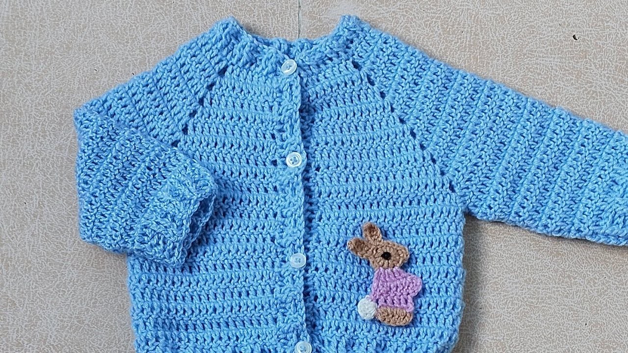 Round neck crochet sweater for 3 to 6 months old (subtitles available)