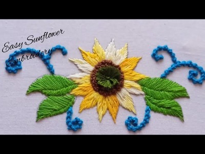 #Sunflower embroidery design #easy flower embroidery design