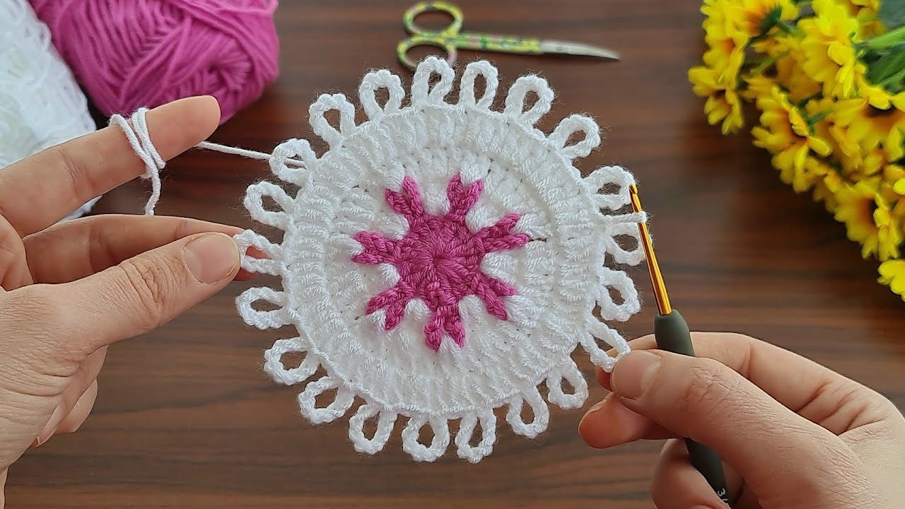 Wow ???? Super easy, very useful crochet beautiful motif crochet coaster ✔ supla bardak altlığı yapımı????