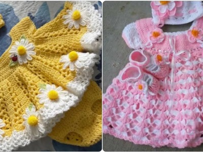 Beautiful latest baby girls crochet frocks pattern designs